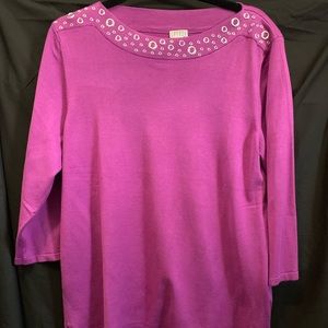 Purple sweater with silver collar NWOT